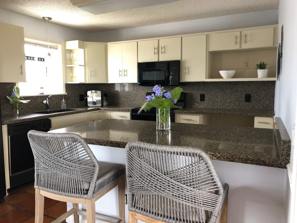 Bar seating in the kitchen