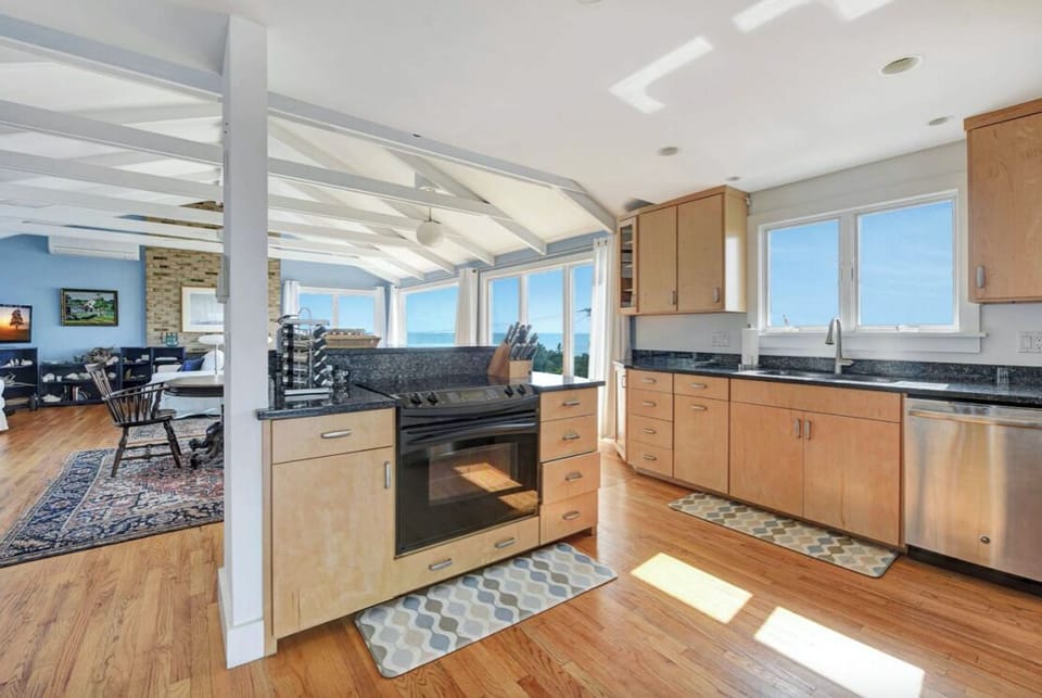 View from the kitchen into the great room!