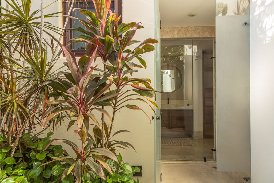 Outdoor shower courtyard