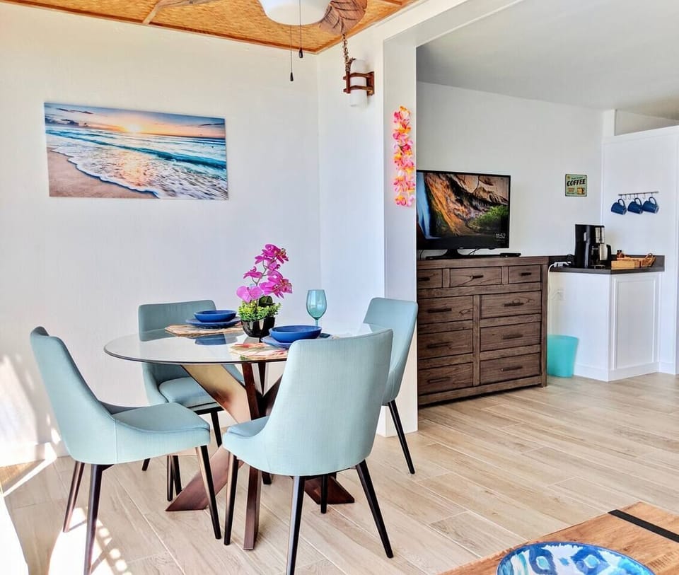 Enjoy your spacious dining table which seats 4 comfortably