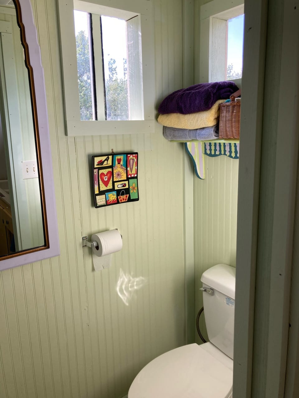 Attached private bathroom with shower.  Rainwater supplied, nice and soft water.