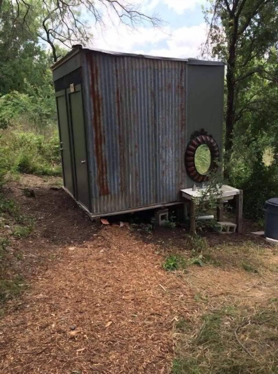 Bathhouse has hot water, solar lighting, and no electricity