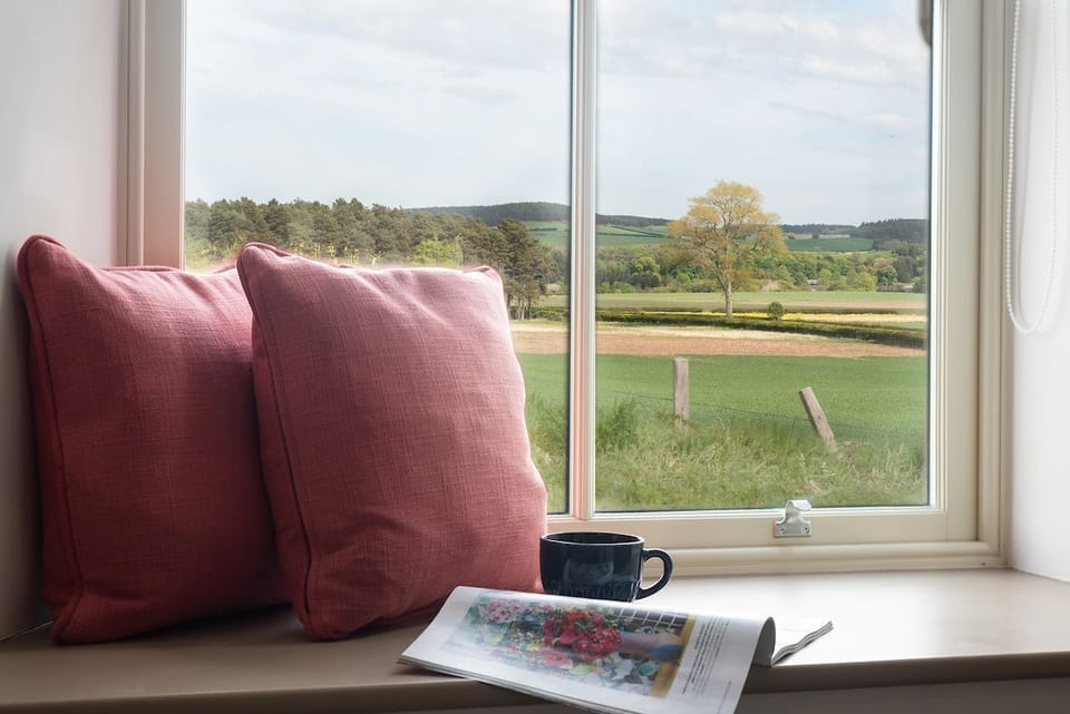 Lookout South - view over farmland from the bedroom window seat