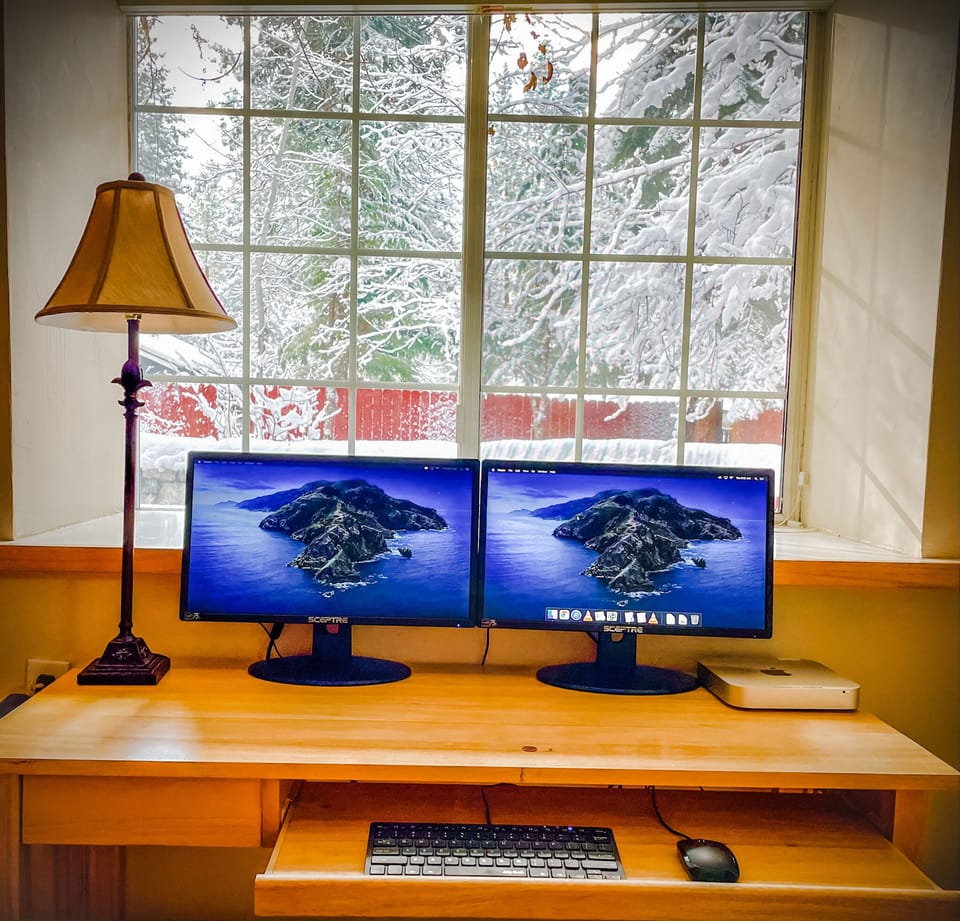 queen bed with work station