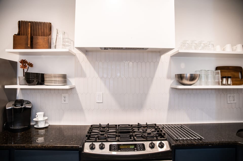 kitchen range and amenities