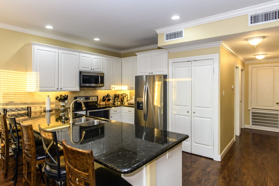 Spacious - well stocked kitchen.  