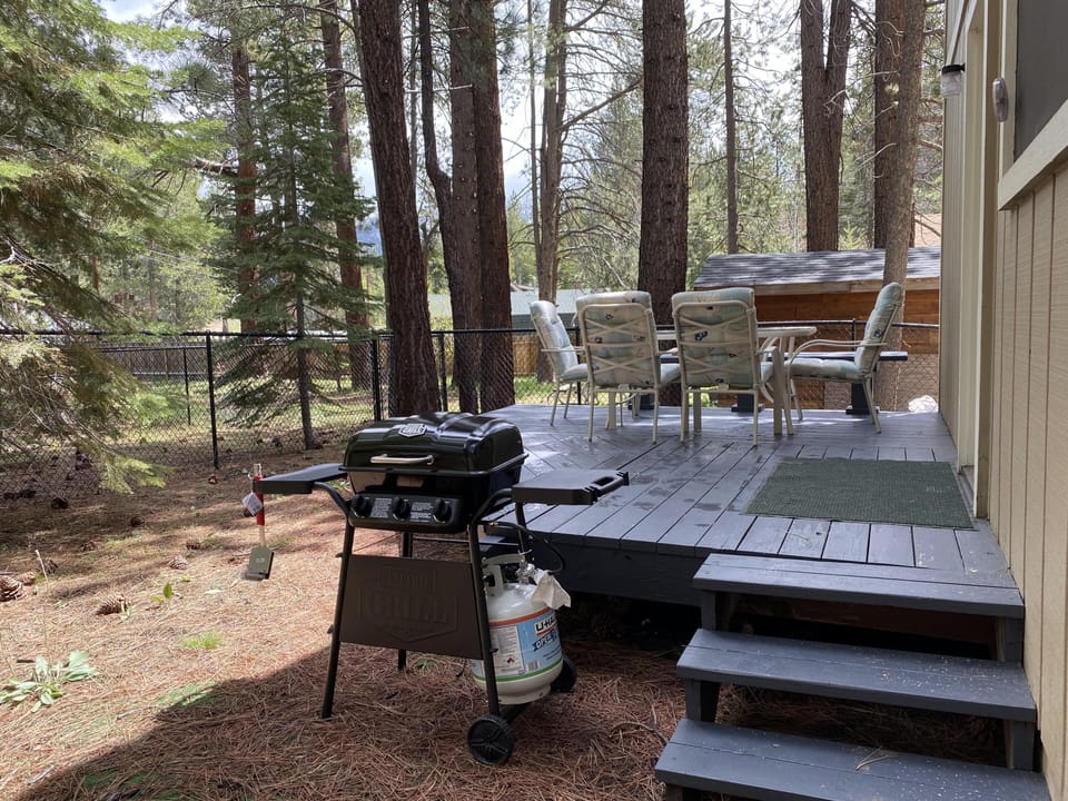 Wood deck in back yard