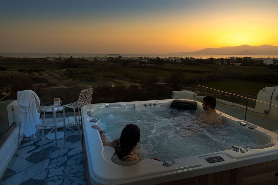 Sunset sea view from terrace Jacuzzi Villa Matina
