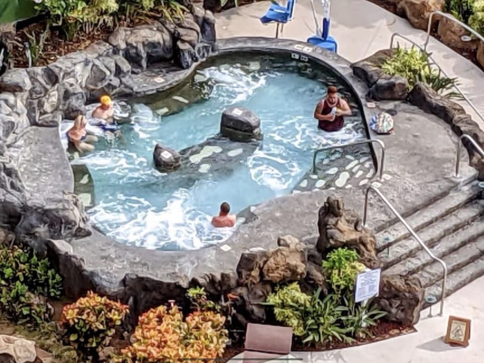 Saltwater Jacuzzi seats up to 24