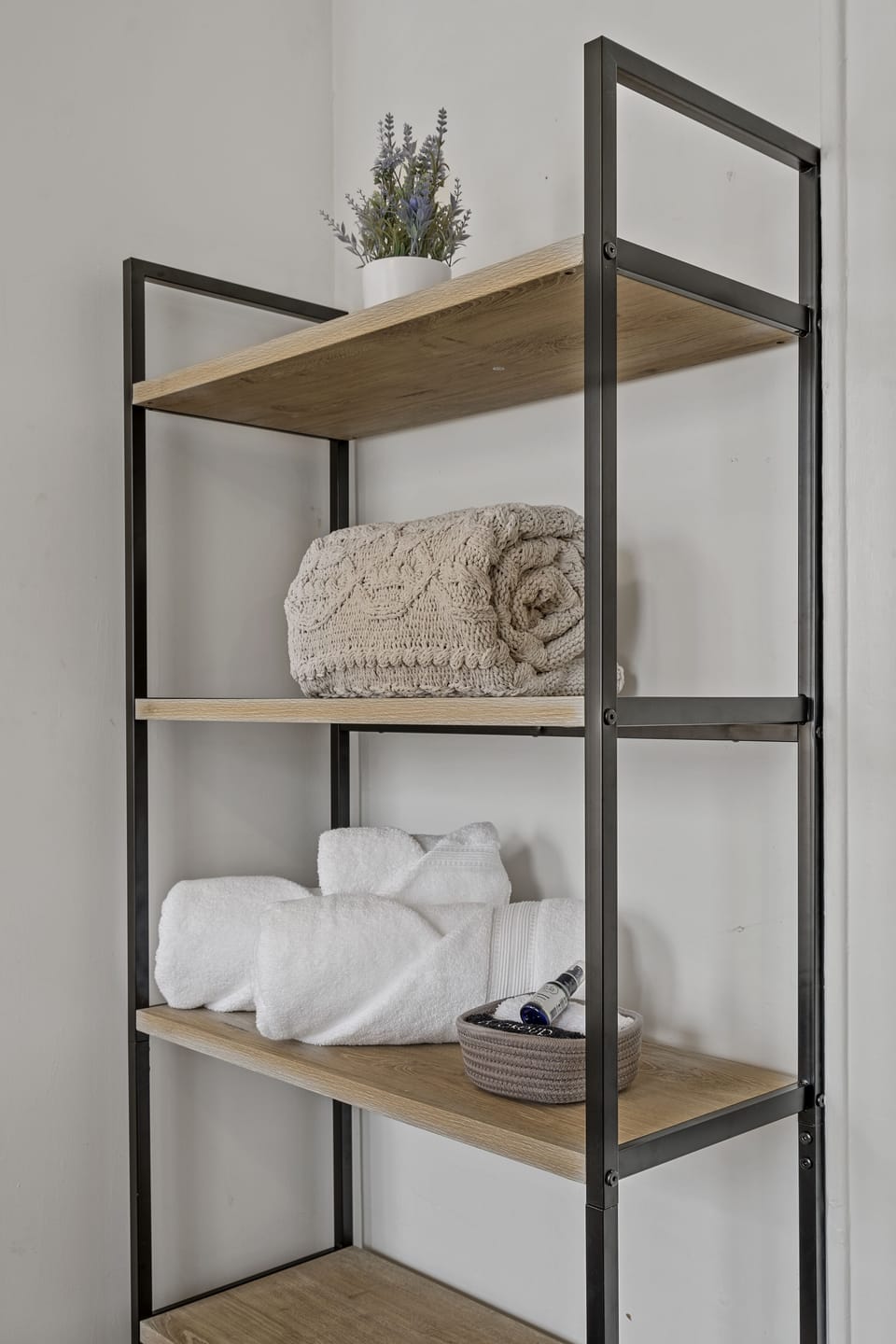Each room has a large shelf to store your personal items.