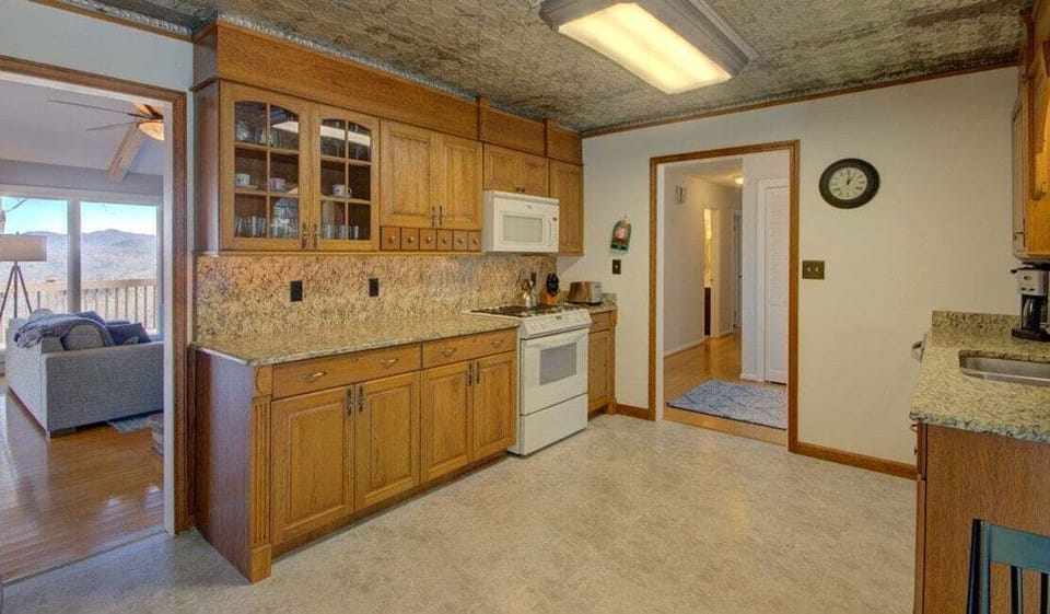 The kitchen is well stocked with all you need to cook your own meals.