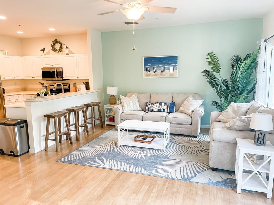 View of kitchen and living room
