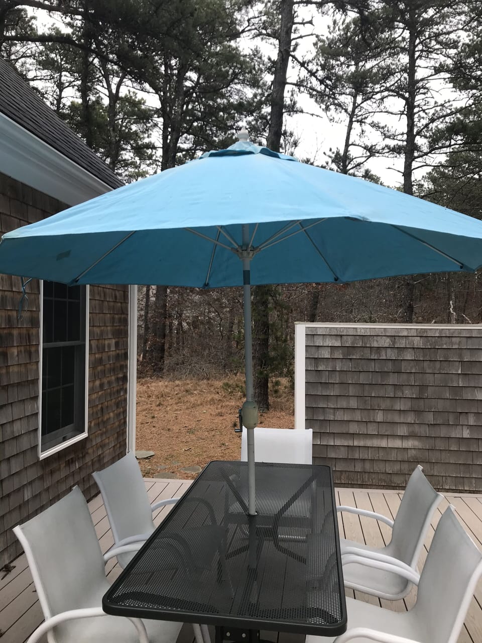  Outdoor shower at back right behind the table.