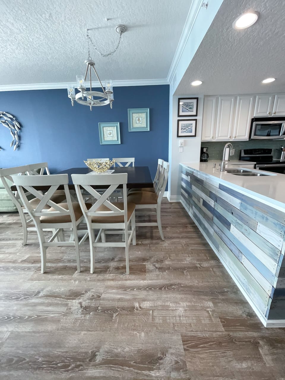 Open concept dining area with seating for 8, you can see the ocean while dining.