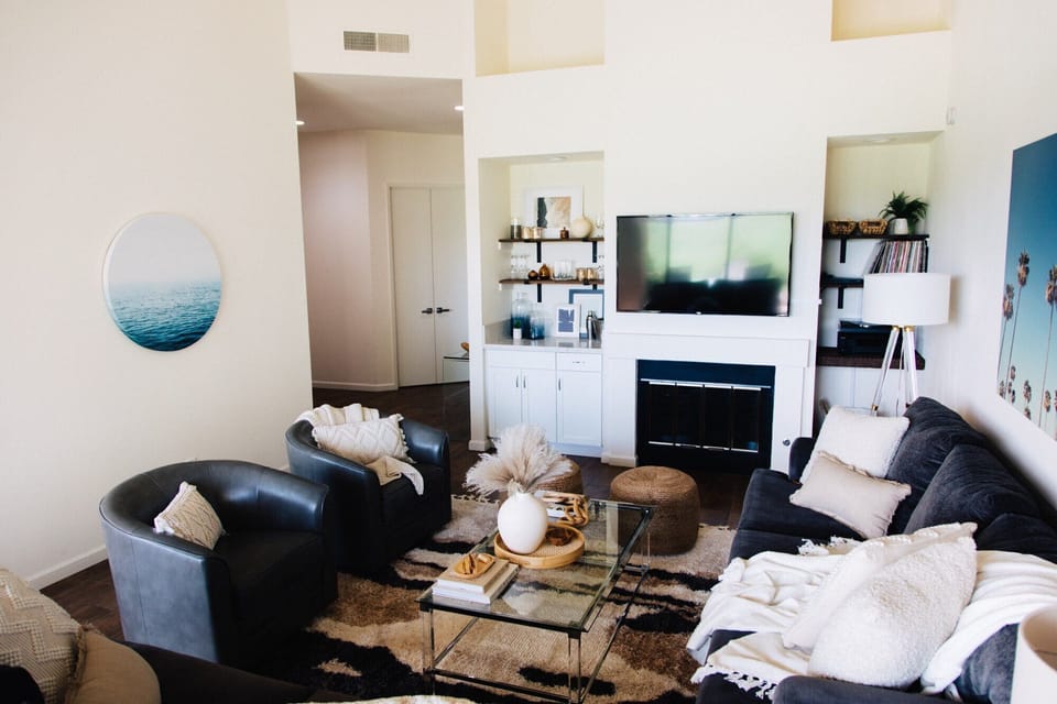 55 inch Smart TV which has cable, HBO, Showtime and you can access your Netflix.
