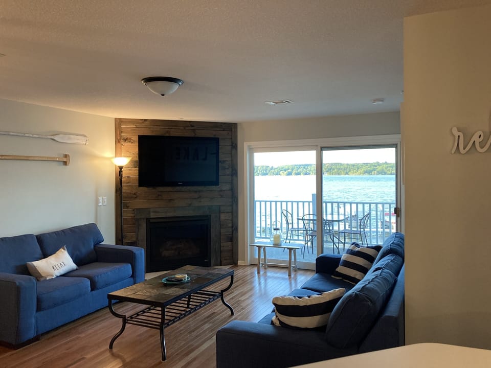 Living Area and gas Fireplace