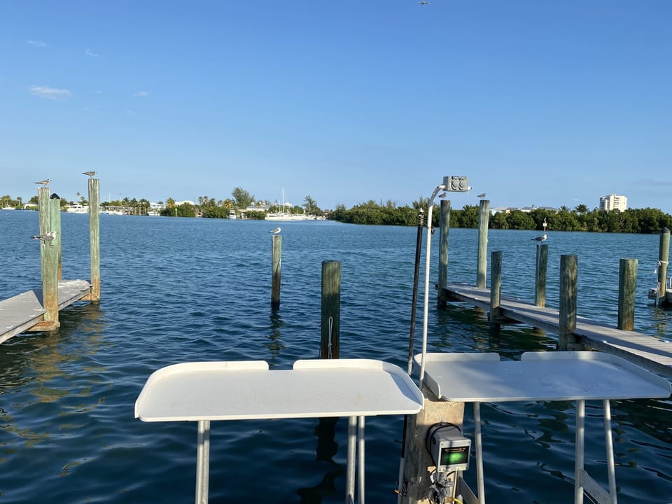 Fish cleaning tables waiting for the catch of the day