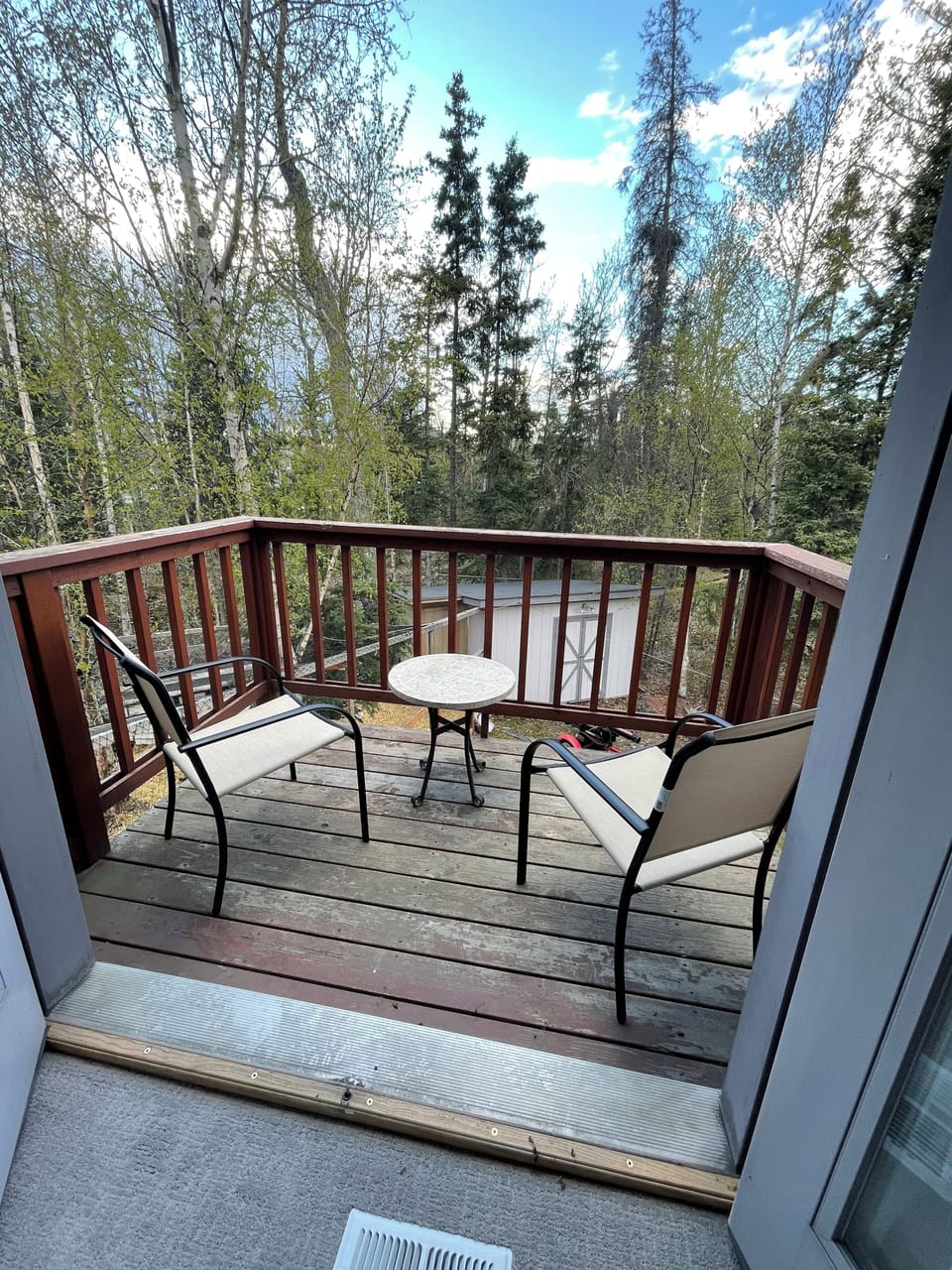 Small balcony overlooking bird atrium