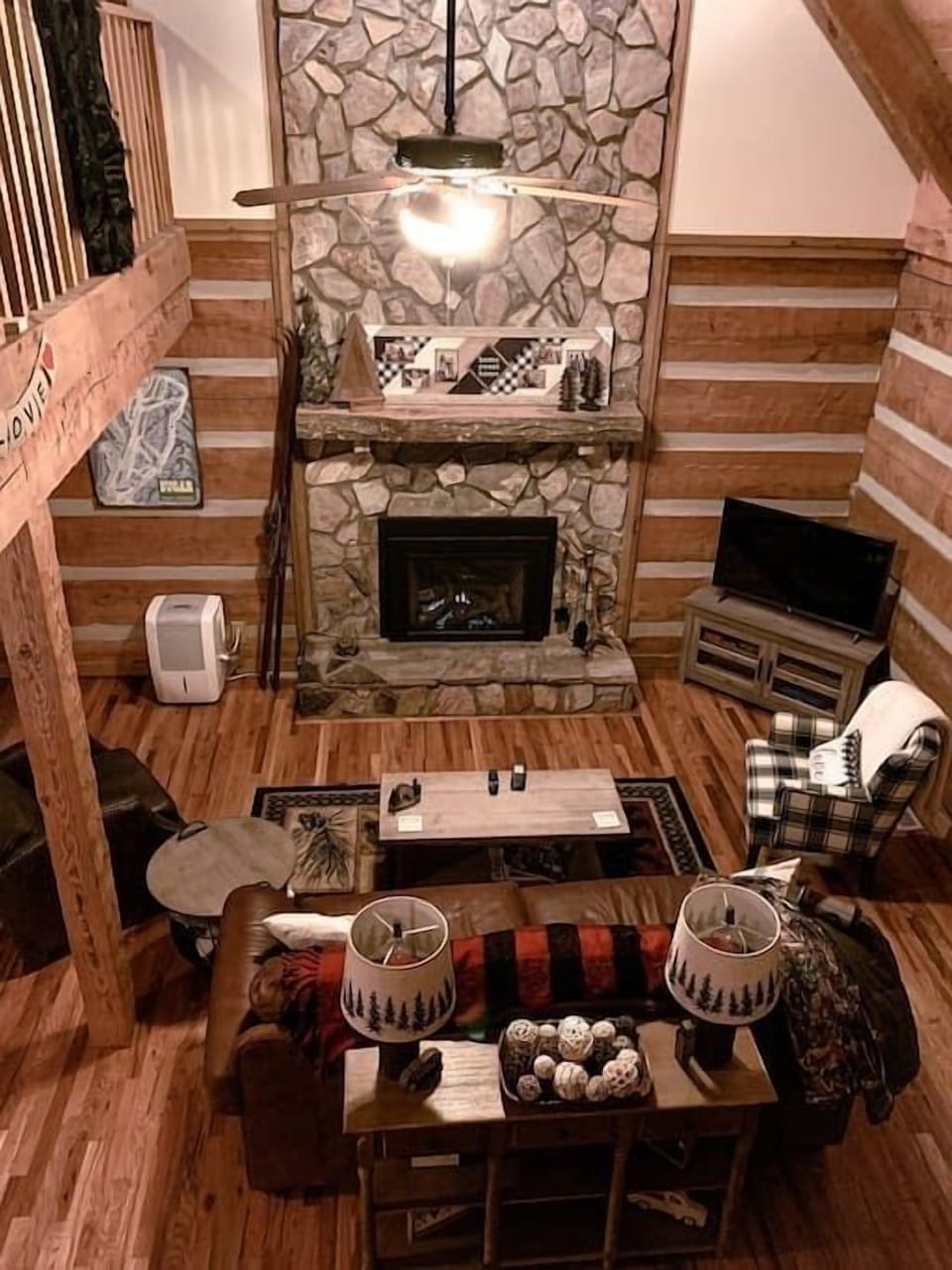 View of living room from loft.
