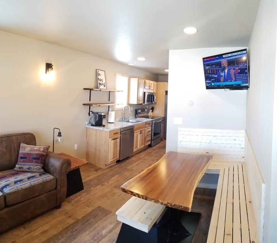 Living room and eating area. 
