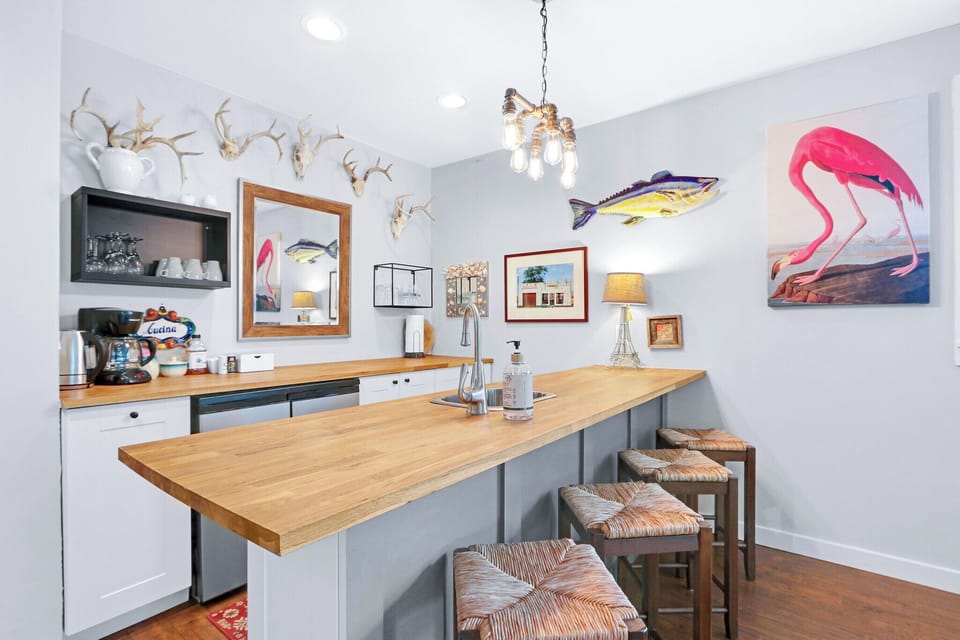 Spacious kitchenette with breakfast bar seating