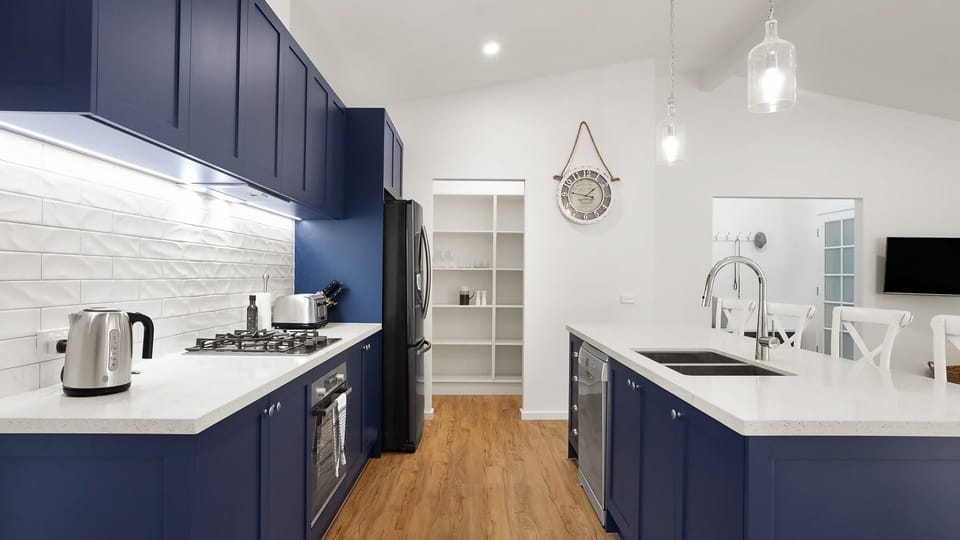Blue Beachside Open Plan Kitchen