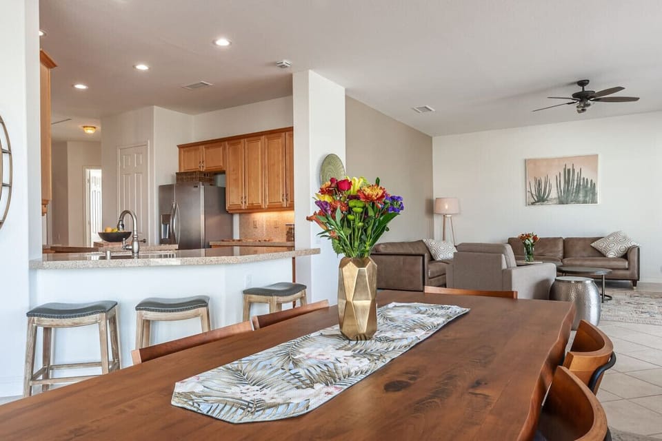 Elevate every meal in this stunning dining space, where style meets serenity.