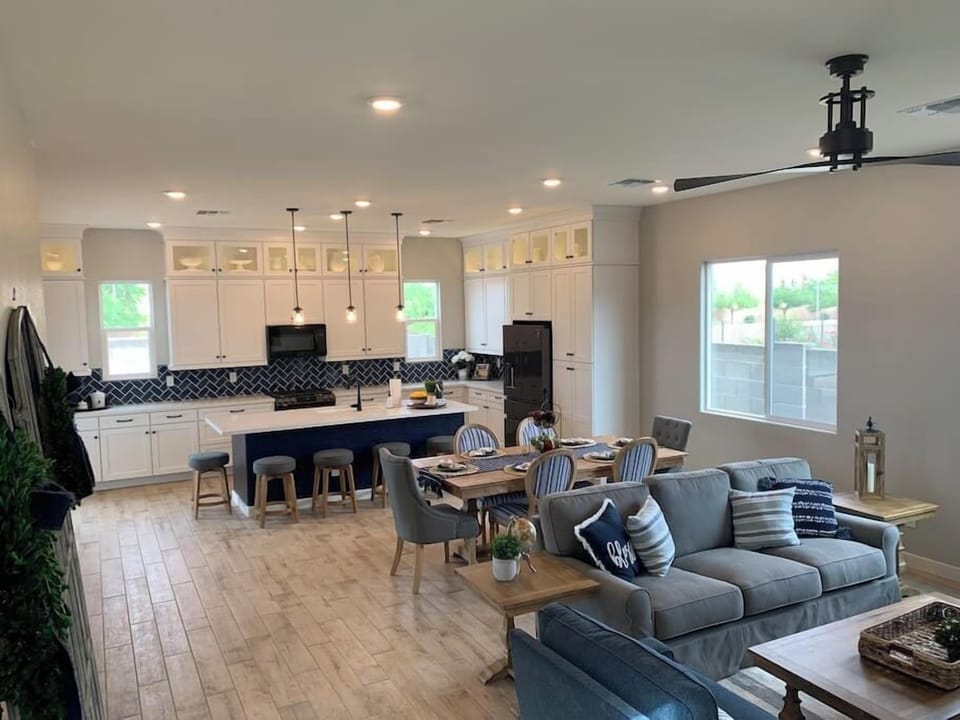 Open concept kitchen and family room