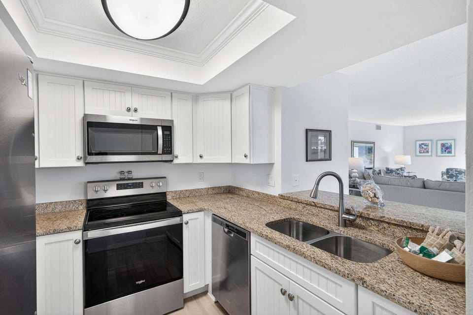 Kitchen with stainless steel appliances