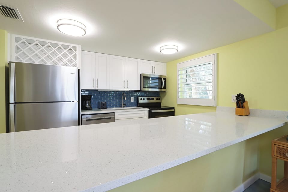 Kitchen with stainless steel appliances
