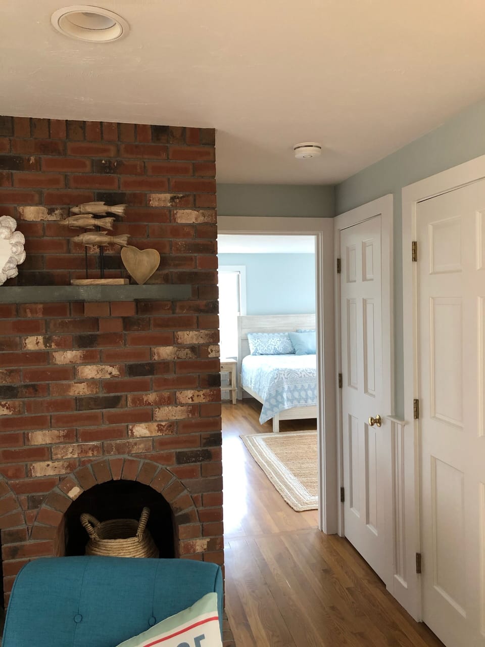 Looking into first floor master bedroom from dining room. 