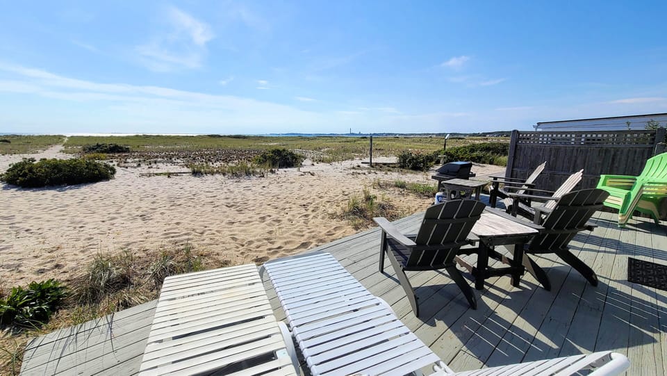 Looking out at the bay and Ptown from the deck
