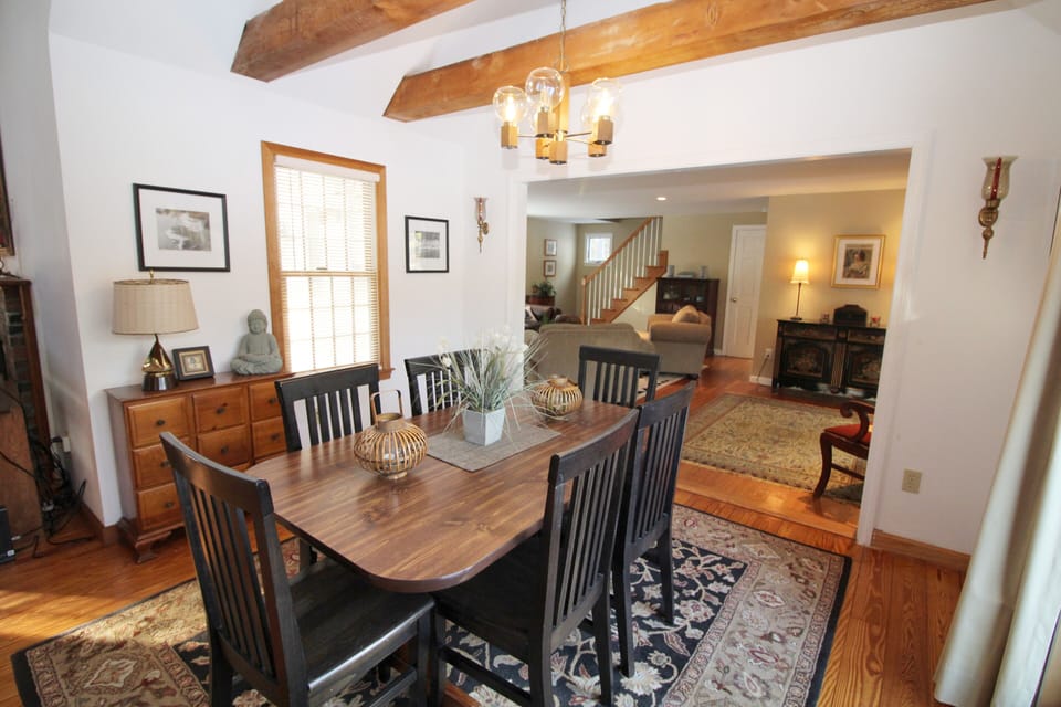 Dining area with living room beyond
