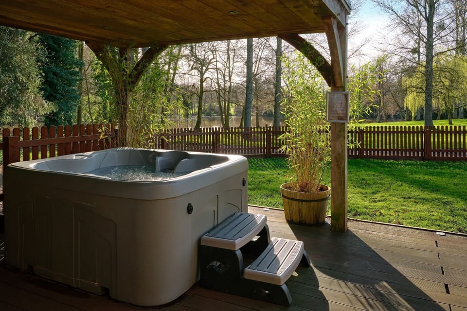 The hot tub at Albert Lodge, Welsh Borders