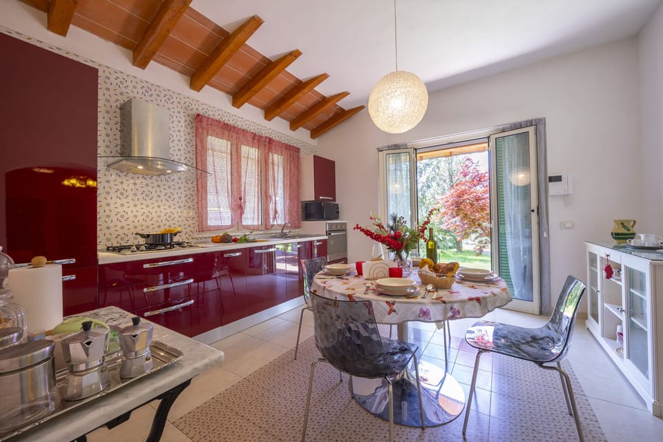 The kitchen enjoys a lot of light