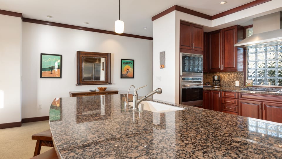 Large kitchen island with additional seating