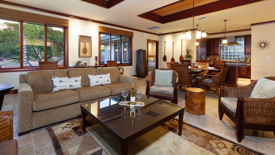 Open-concept living with plenty of comfortable seating