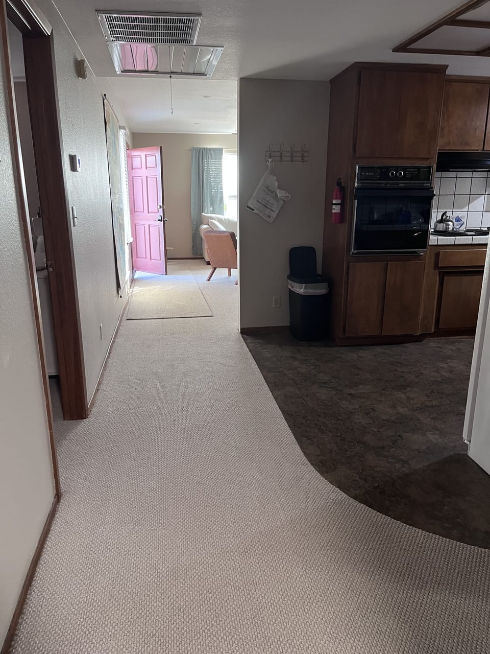 Looking towards the front door from the laundry area