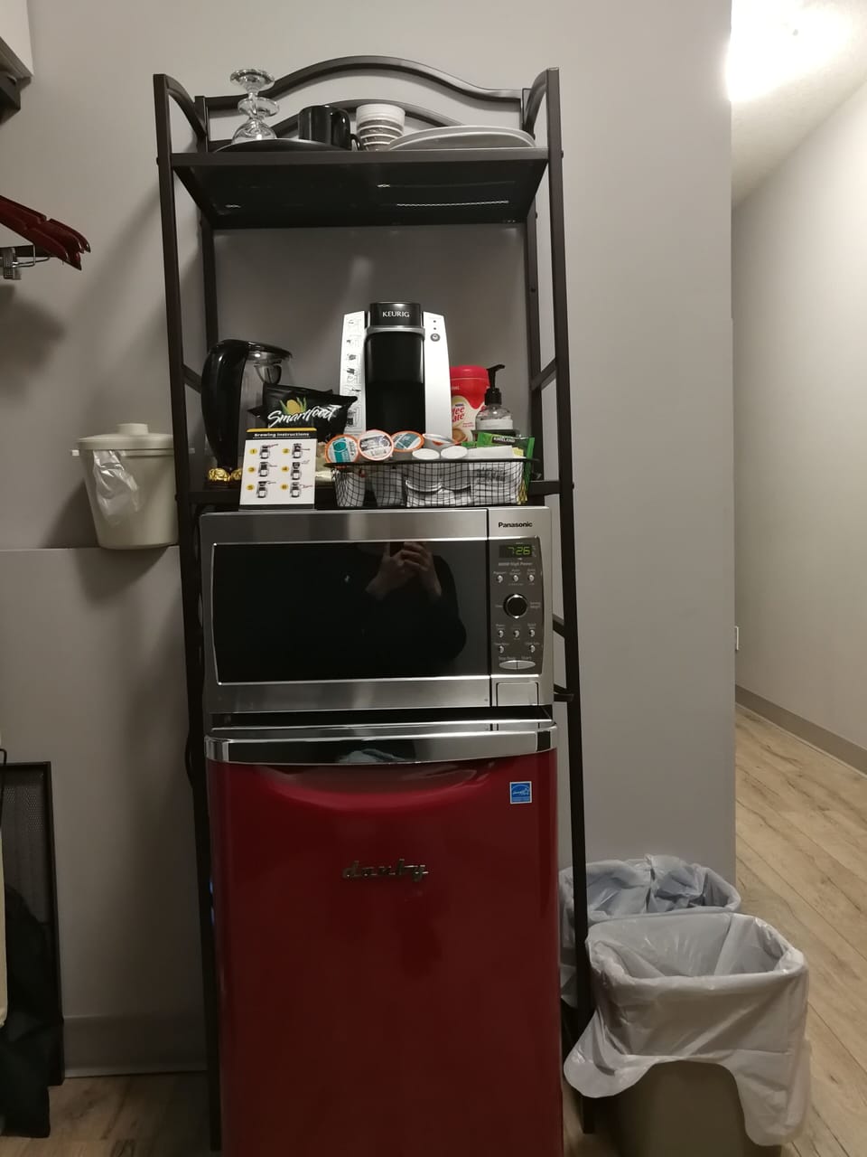 Microwave and mini fridge