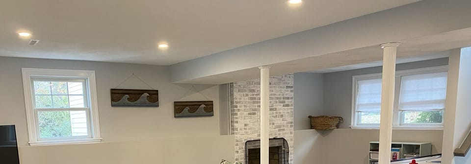 Downstairs living room and play space. 