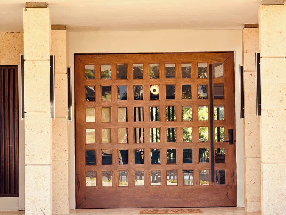 Our custom design door welcomes our guests to Villa Paola