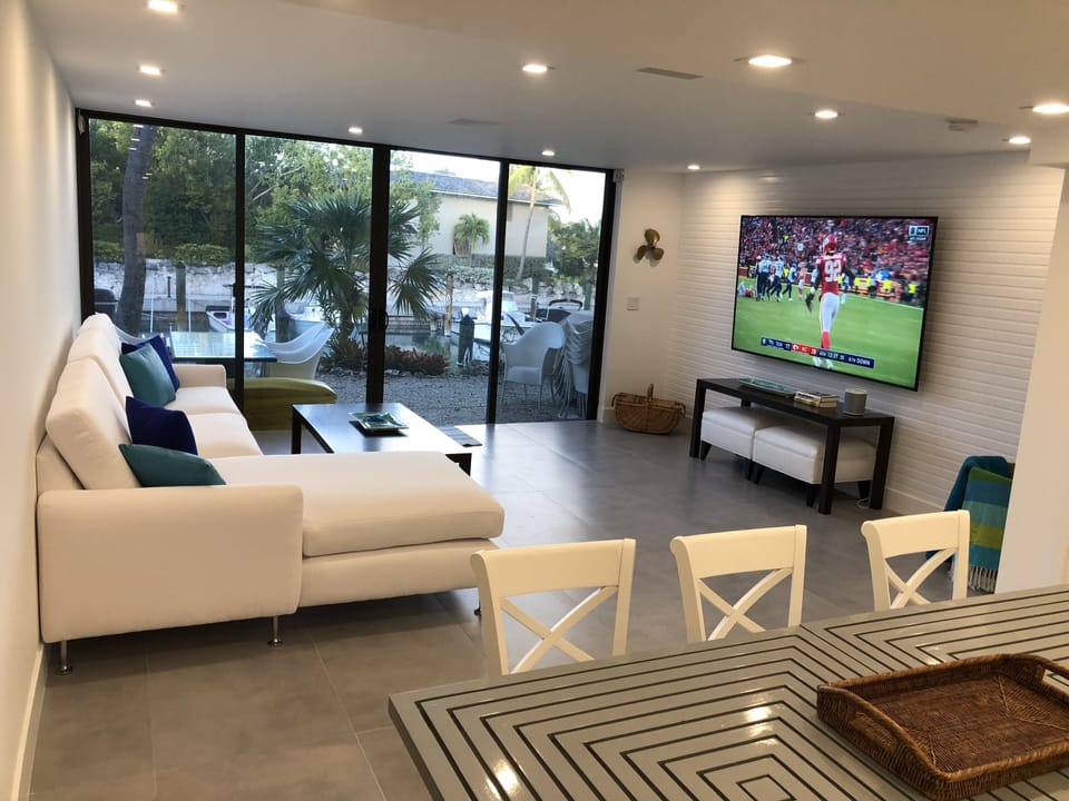 Comfortable and spacious Family Room, amazing view from floor to ceiling glass