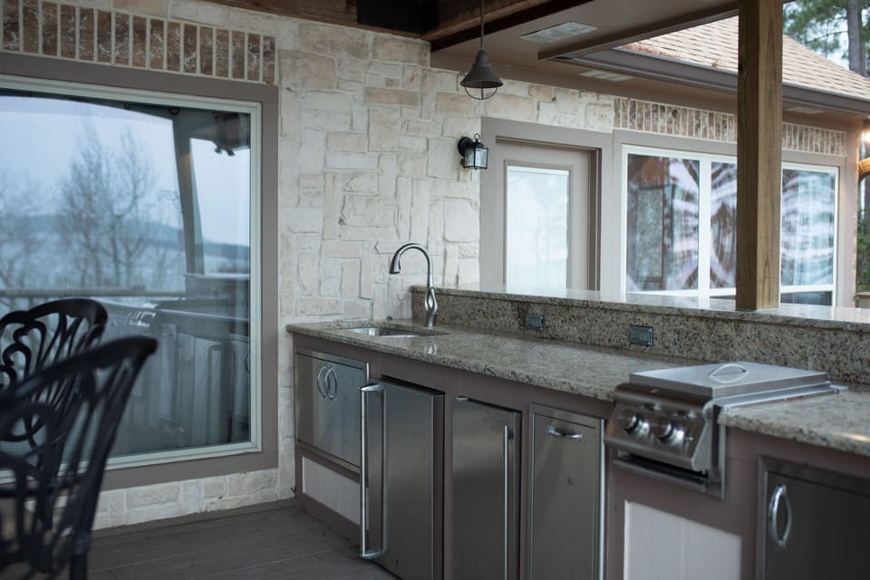 Outdoor covered kitchen.