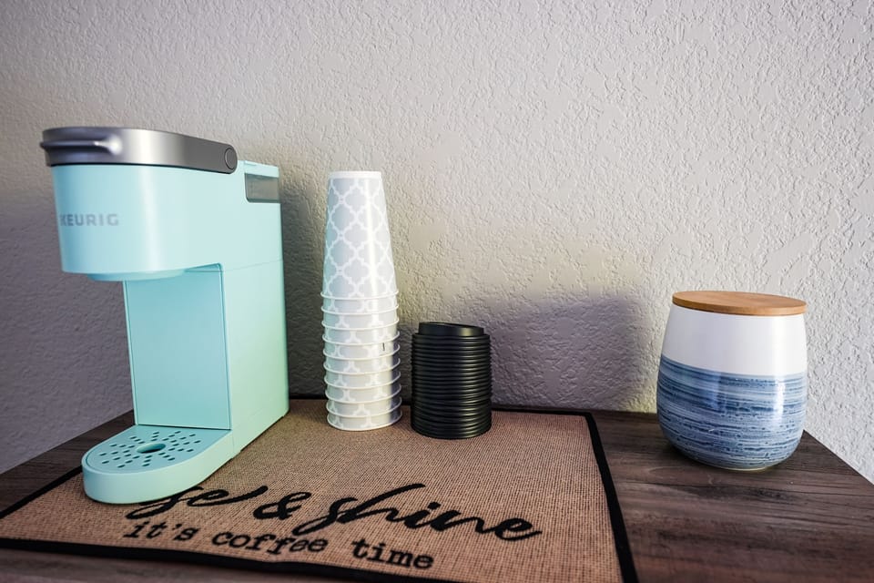 Enjoy a cup of coffee on the upstairs patio