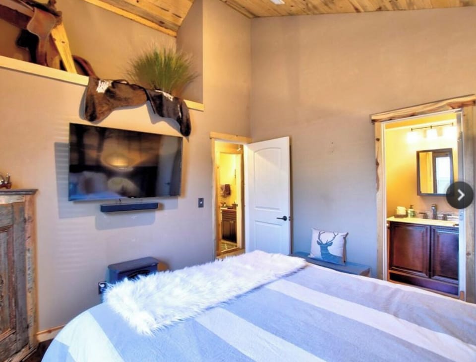 Master bedroom with unique decor