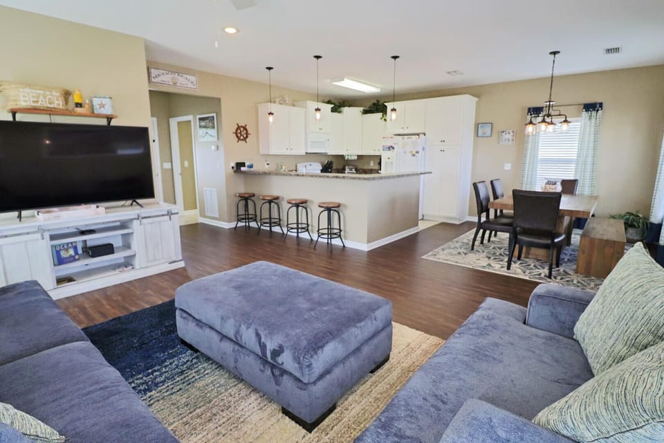 Open Concept Living Area with bar with extra seating