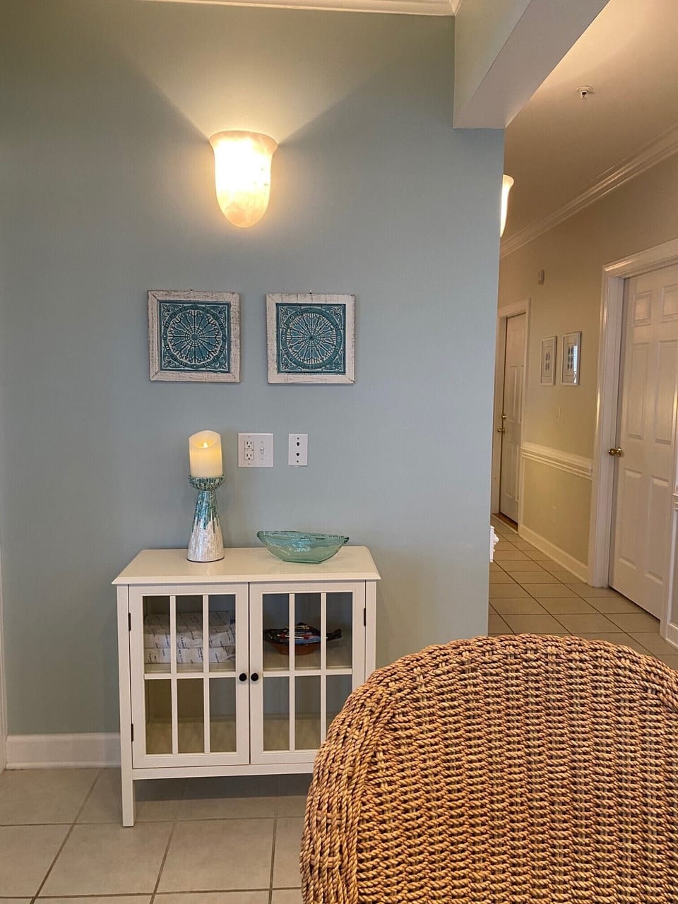 Storage area in dining area.