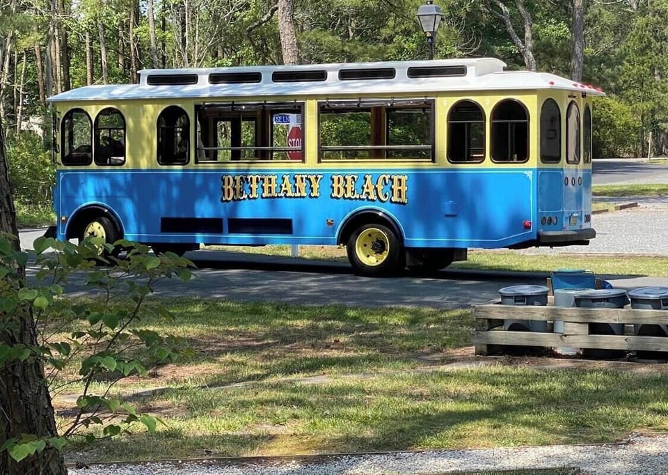 Take the town trolley. It picks up on our street! 