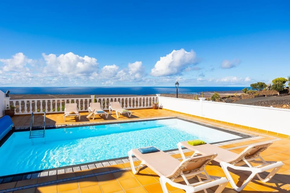 Private pool and terrace with sea views