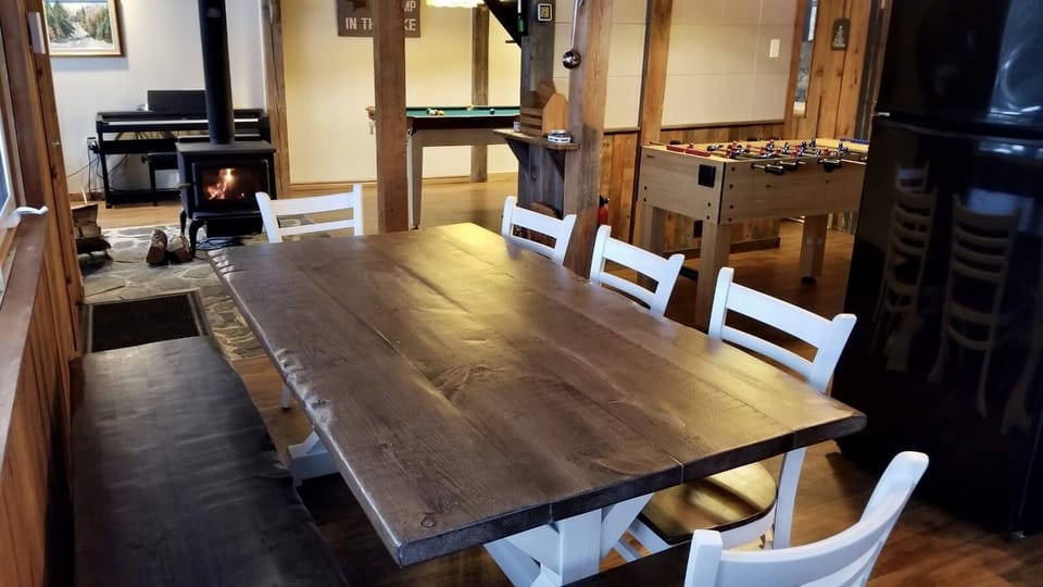 Large farm table with seating for 8-10 